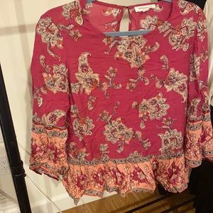 Pink floral blouse